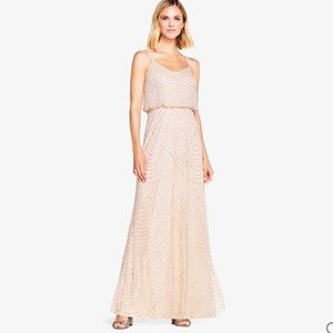 Adrianna Pappel ART DECO BEADED GOWN BLUSH Size 8